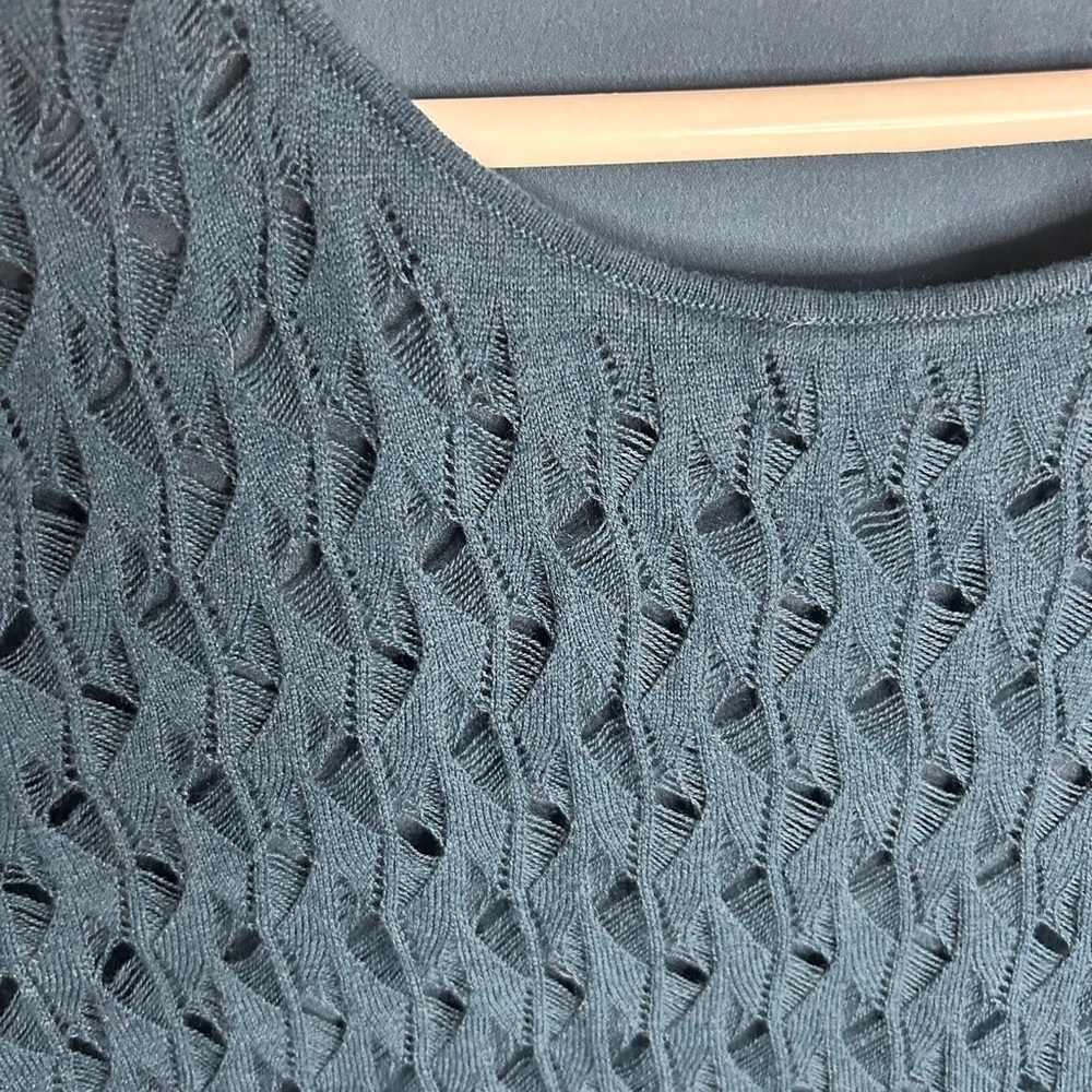 Ann Taylor Teal Textured Knit Sweater | Size M - Picture 3 of 4